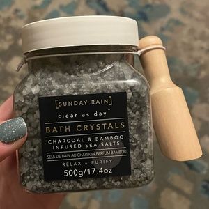 Sunday Rain Bath Crystals Charcoal & Bamboo Infused Sea Salts w/Measuring Scoop